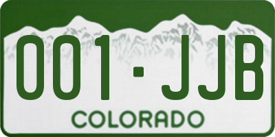 CO license plate 001JJB