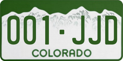 CO license plate 001JJD