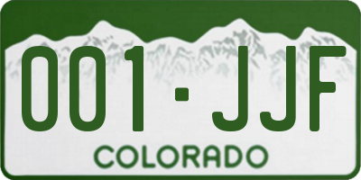 CO license plate 001JJF