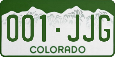 CO license plate 001JJG