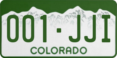 CO license plate 001JJI