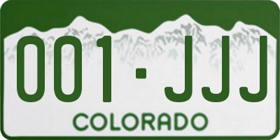 CO license plate 001JJJ