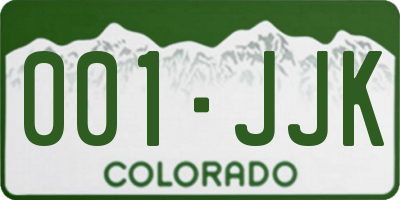 CO license plate 001JJK