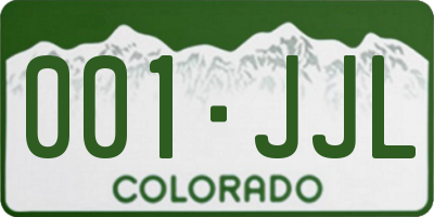 CO license plate 001JJL