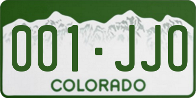 CO license plate 001JJO