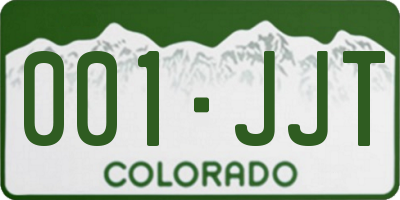 CO license plate 001JJT