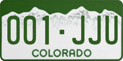 CO license plate 001JJU