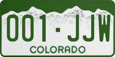 CO license plate 001JJW