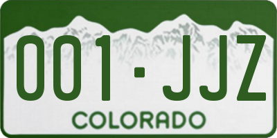 CO license plate 001JJZ