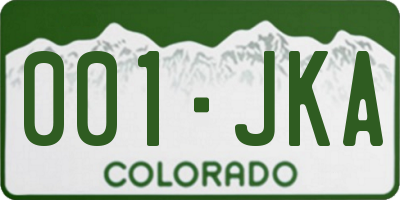 CO license plate 001JKA