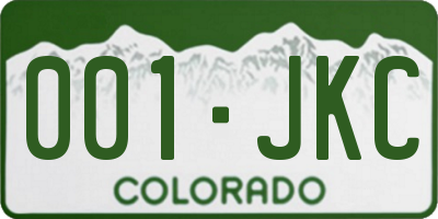 CO license plate 001JKC