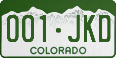 CO license plate 001JKD