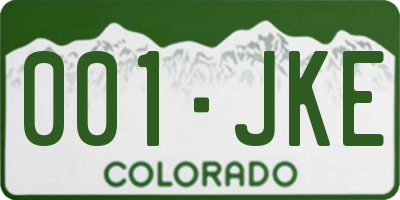 CO license plate 001JKE