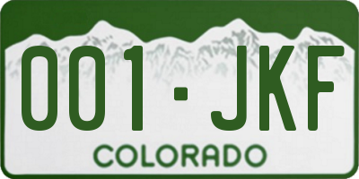 CO license plate 001JKF