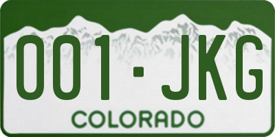 CO license plate 001JKG