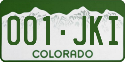 CO license plate 001JKI