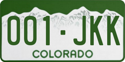 CO license plate 001JKK