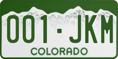 CO license plate 001JKM