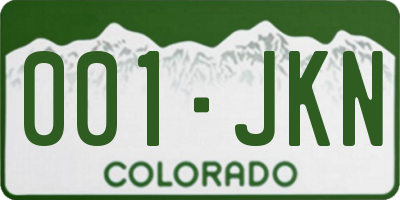 CO license plate 001JKN