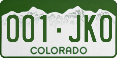 CO license plate 001JKO