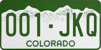 CO license plate 001JKQ