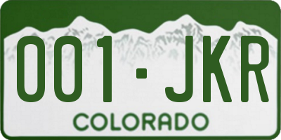 CO license plate 001JKR