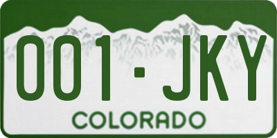 CO license plate 001JKY