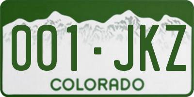 CO license plate 001JKZ