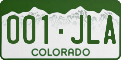 CO license plate 001JLA