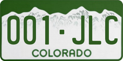 CO license plate 001JLC