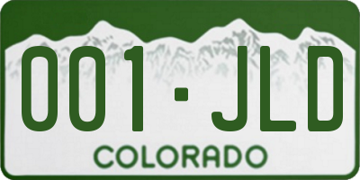 CO license plate 001JLD