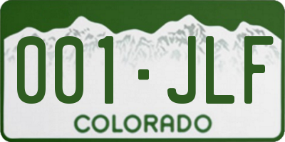 CO license plate 001JLF