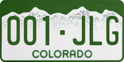 CO license plate 001JLG