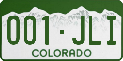 CO license plate 001JLI