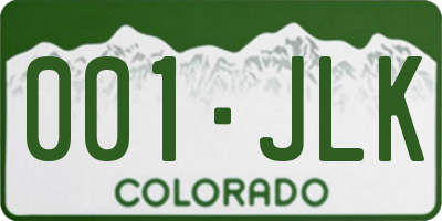 CO license plate 001JLK