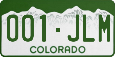 CO license plate 001JLM