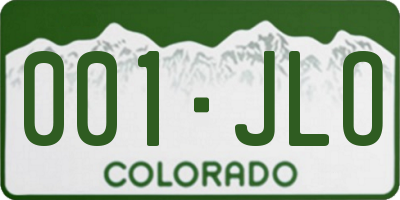 CO license plate 001JLO