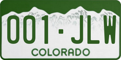 CO license plate 001JLW