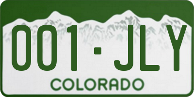 CO license plate 001JLY