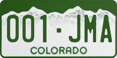 CO license plate 001JMA