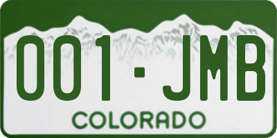 CO license plate 001JMB