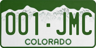 CO license plate 001JMC