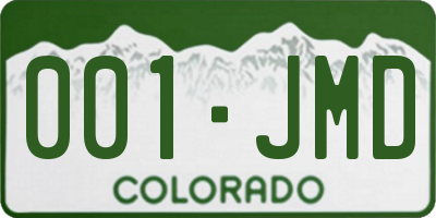 CO license plate 001JMD