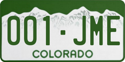 CO license plate 001JME