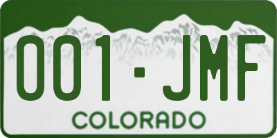 CO license plate 001JMF