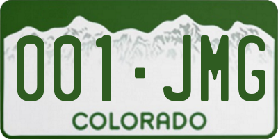 CO license plate 001JMG