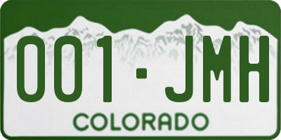 CO license plate 001JMH