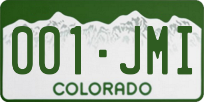 CO license plate 001JMI