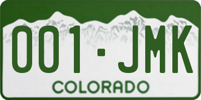 CO license plate 001JMK