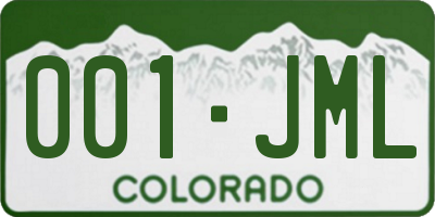 CO license plate 001JML